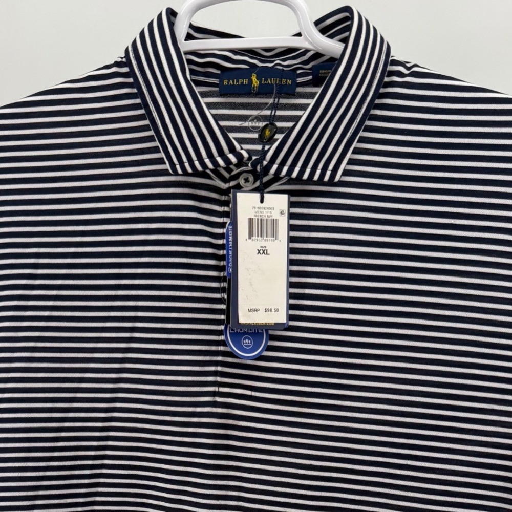 Polo Golf Ralph Lauren Mens XXL Pro Fit Striped Polo French Navy blue  NWT